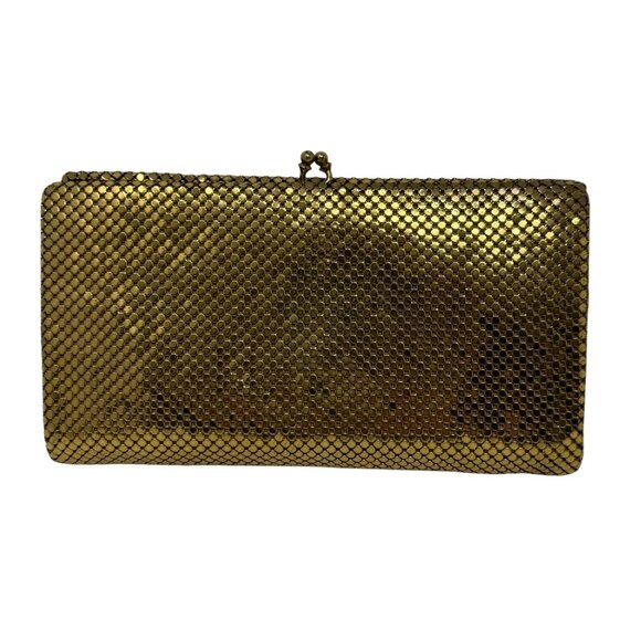 Whiting & Davis gold mesh wallet vintage 1960's kisslock closure Mid Century - Picture 9 of 9
